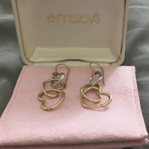 **NEVER WORN** Mixed Metals Heart Earrings - Picture 3 of 6